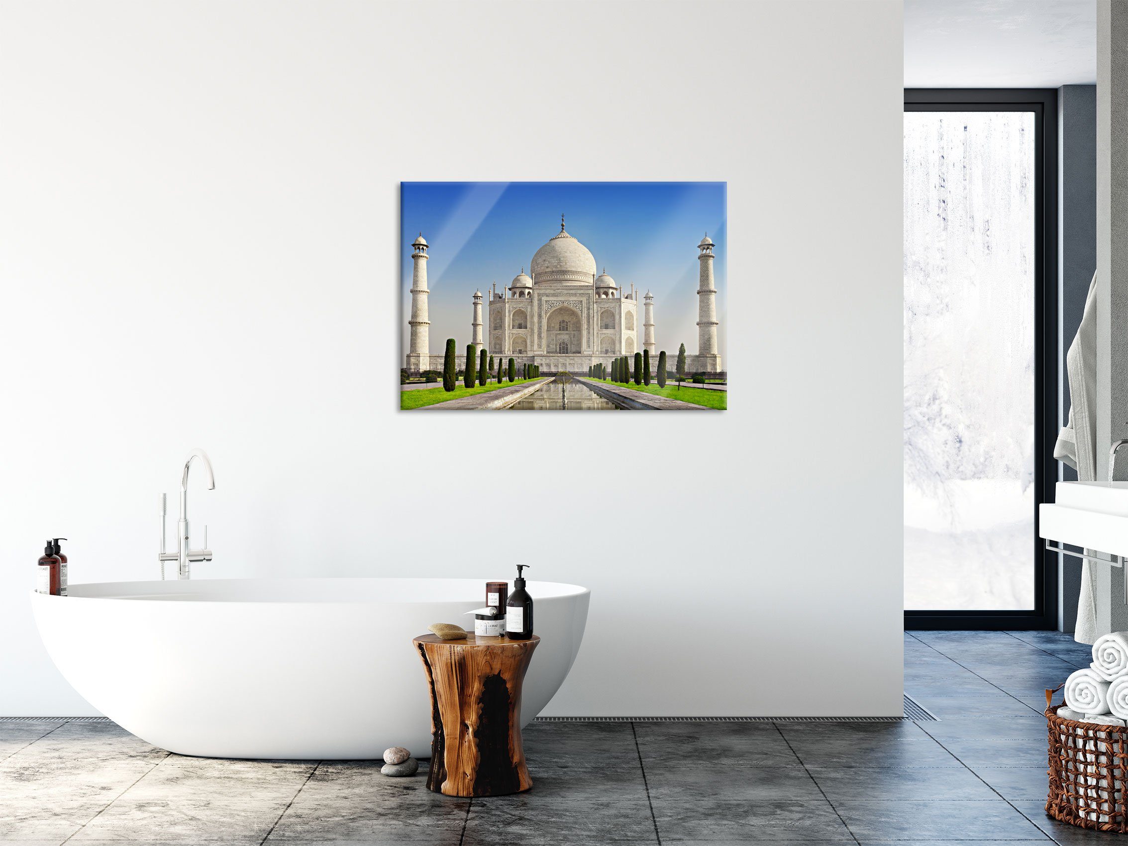 Pixxprint Gewaltiger Echtglas, Abstandshalter Gewaltiger Glasbild Taj (1 Mahal, Mahal und Aufhängungen aus Glasbild St), inkl. Taj