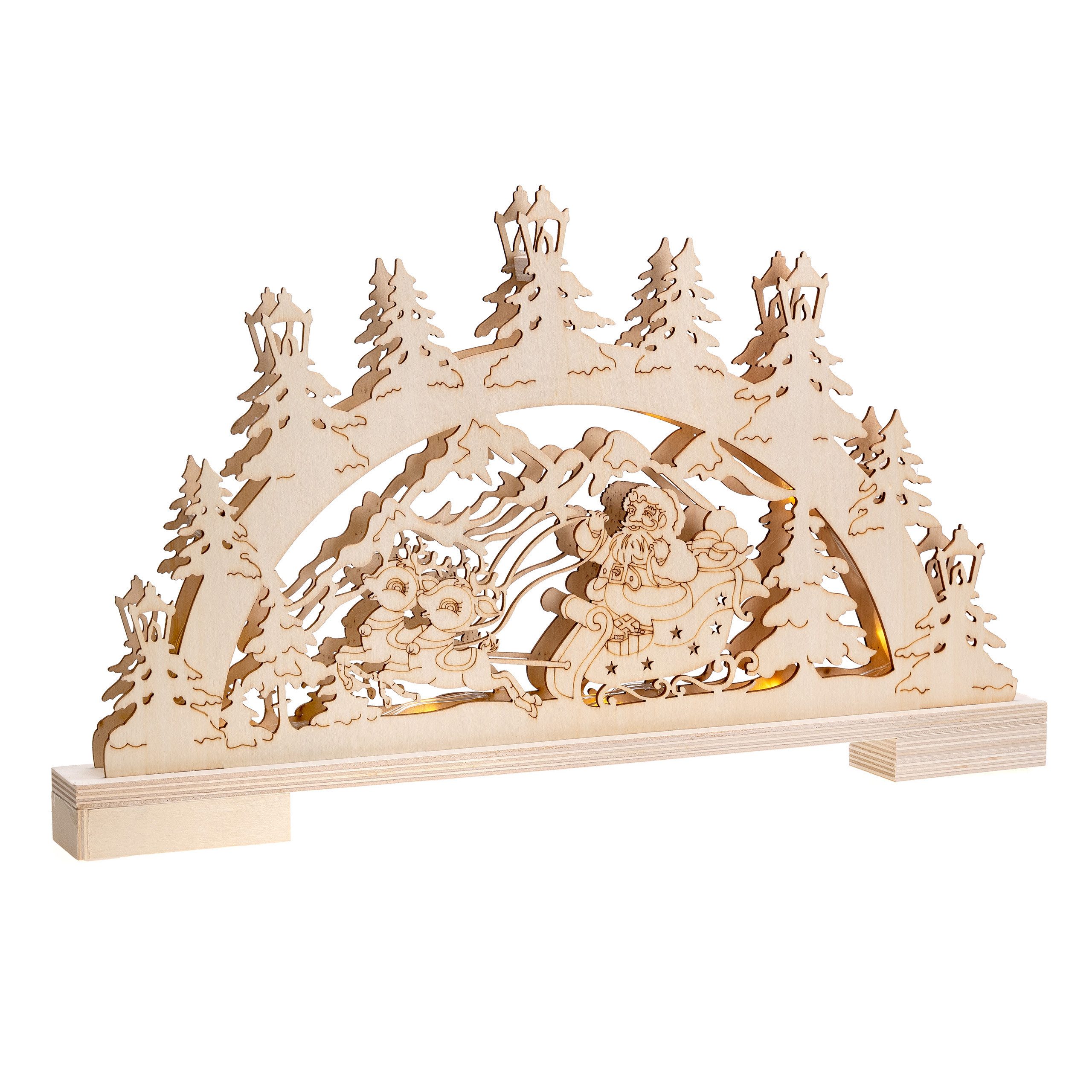 IC Winterworld LED Schwibbogen LED Lichterbogen aus Holz mit 10 LED beleuchtet, warm-weiß, mit Timer, moderne Weihnachtsdeko