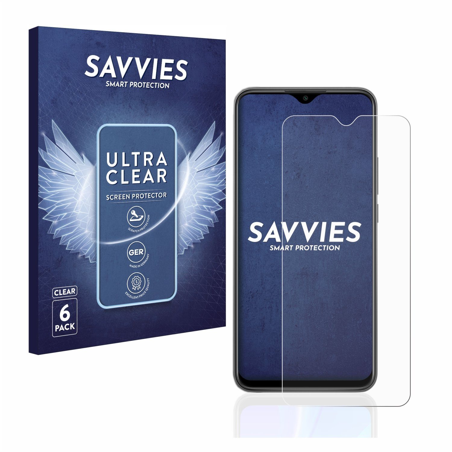 Savvies Displayschutzfolie Schutzfolie für Xiaomi Redmi 9, 6 Stück, Displayschutz Schutz Folie Klar Transparent