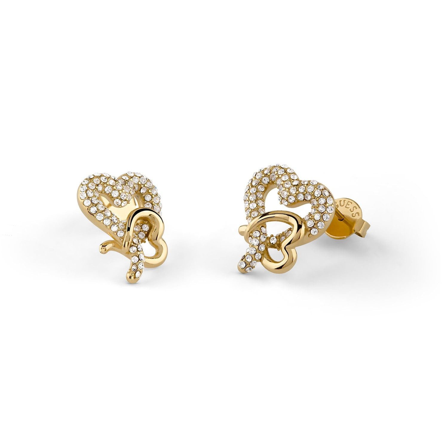 Guess Paar Ohrstecker JUBE06054JWYGT/U, für Damen Pavé Herz Goldfarben