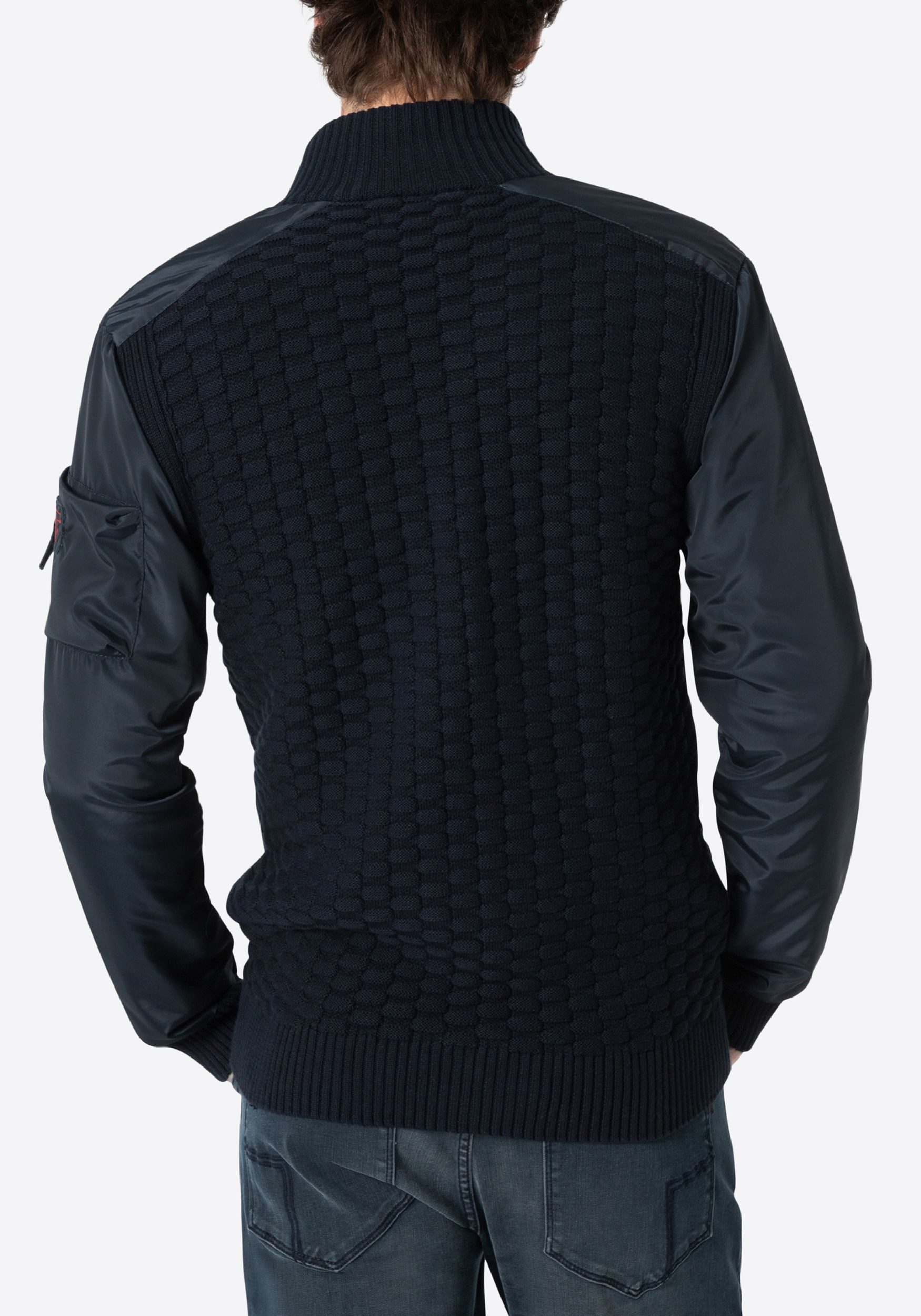 TIMEZONE Blouson Strick-Bomberjacke 3D-Schachbrettmuster Turtleneck Knit Bomber Jacket