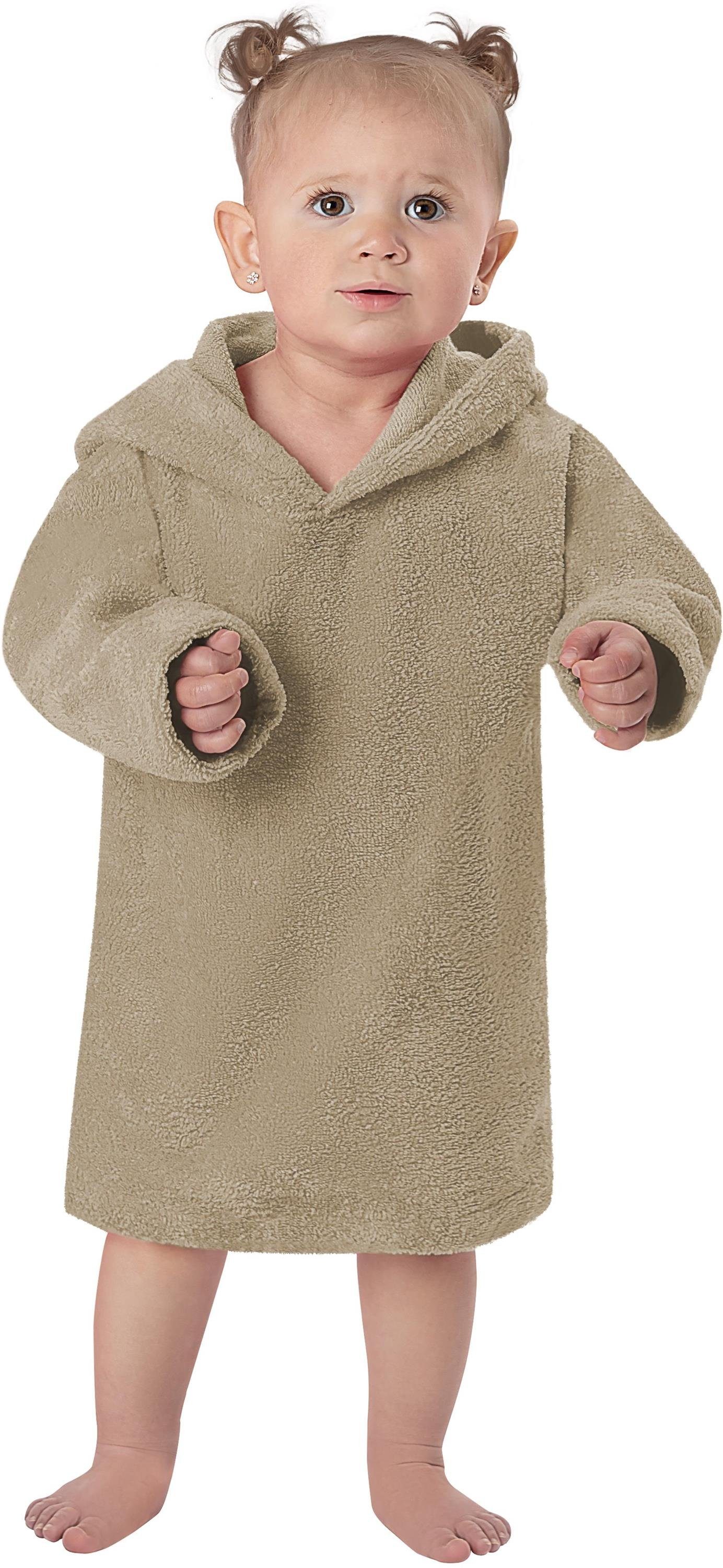 normani Badeponcho Kinder langarm Poncho (0-2 Jahre) Pichilemu, Baumwolle, Kapuze, Schlupf, Kinderponcho mit trocknender Baumwoll-Innenseite Beige