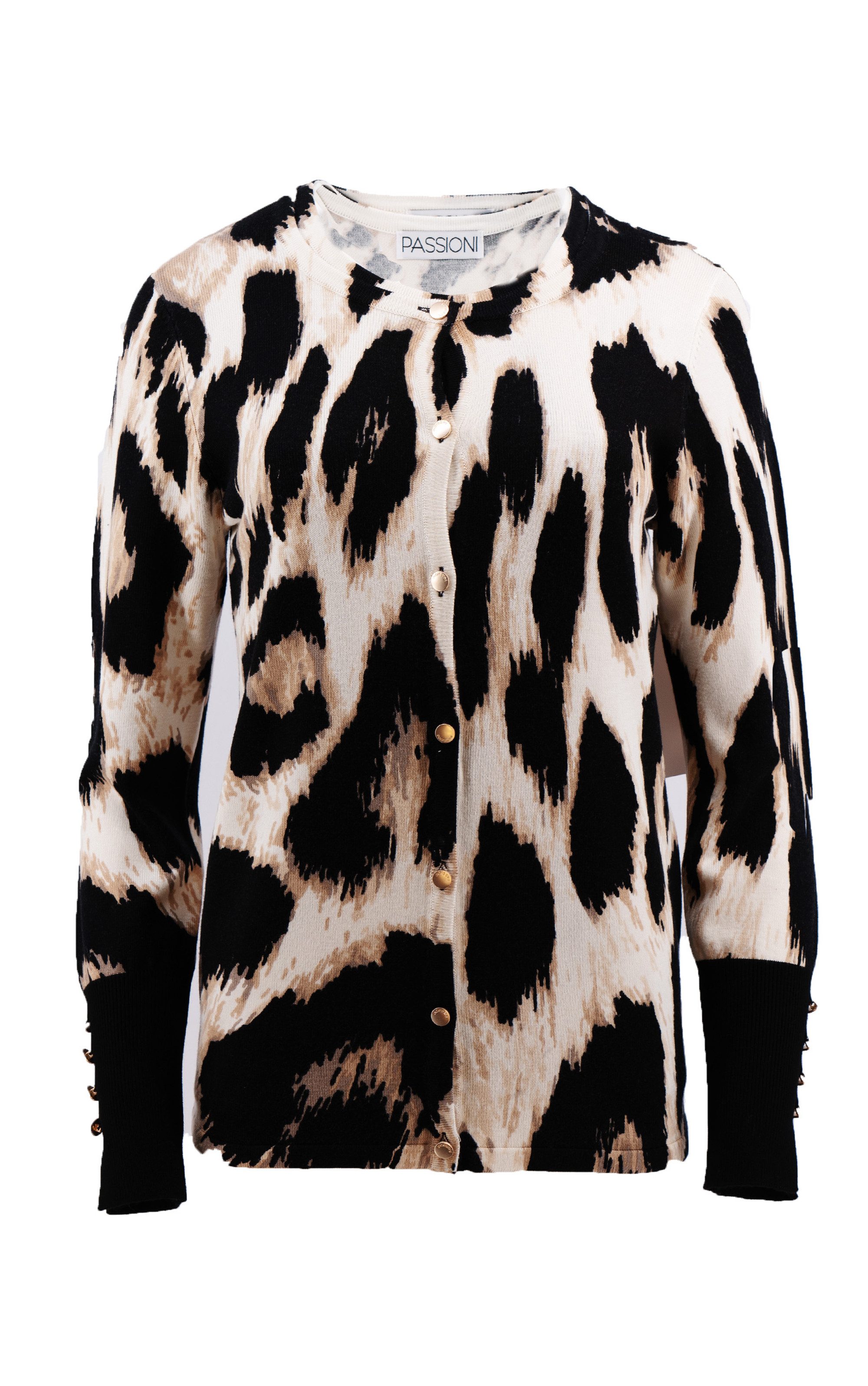 Passioni 2-in-1-Strickjacke Twinset mit großem Animalprint