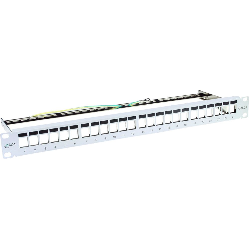 Patchfeld Cat.6A 24-fach Keystone Snap-In Leerblech 4826cm (19) 1HE l Netzwerk-Patch-Panel