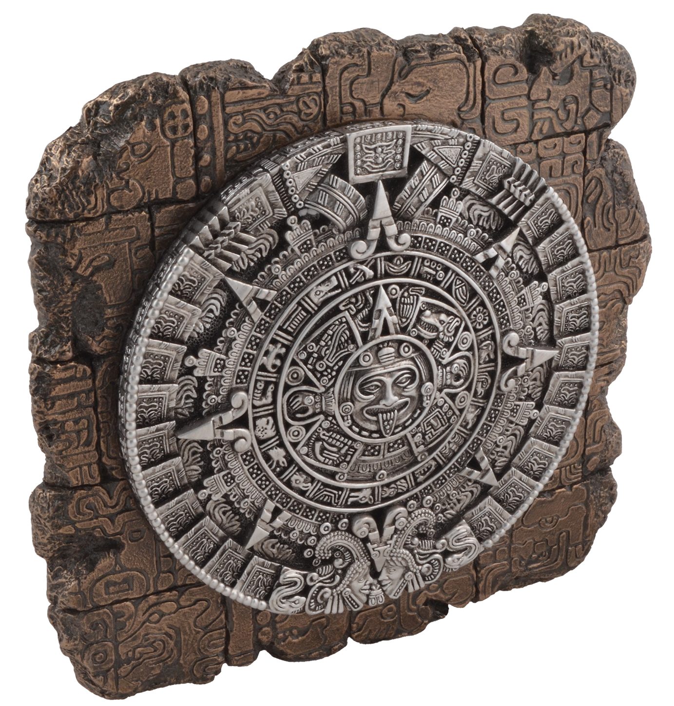 Hand Vogler bronziert by direct ca. Aztekenkalender bronziert, LxBxH Veronese, Gmbh - Wanddekoobjekt 23x22x4cm Wandrelief von