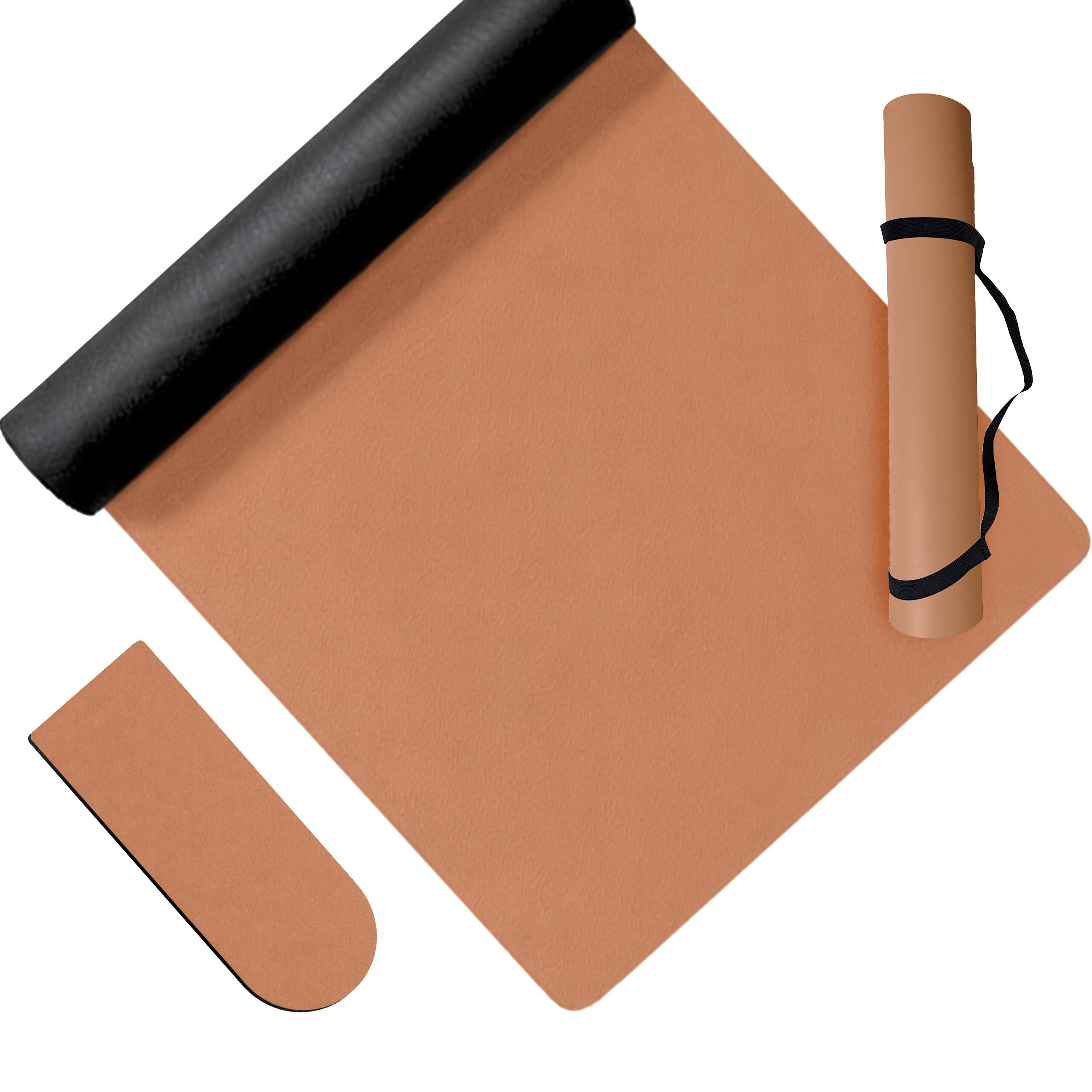 relaxdays Yogamatte mit Tragegurt 5 mm (2-St), braun
