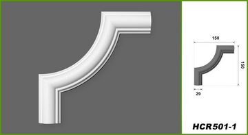 Hexim Stuckleiste HCR501-1, Segment, Stuckleisten aus HDPS Styropor - extrem widerstandsfähig, schneeweiß & modern (Segment) Wandleiste Flachleiste Wohnzimmer flach Zierleiste