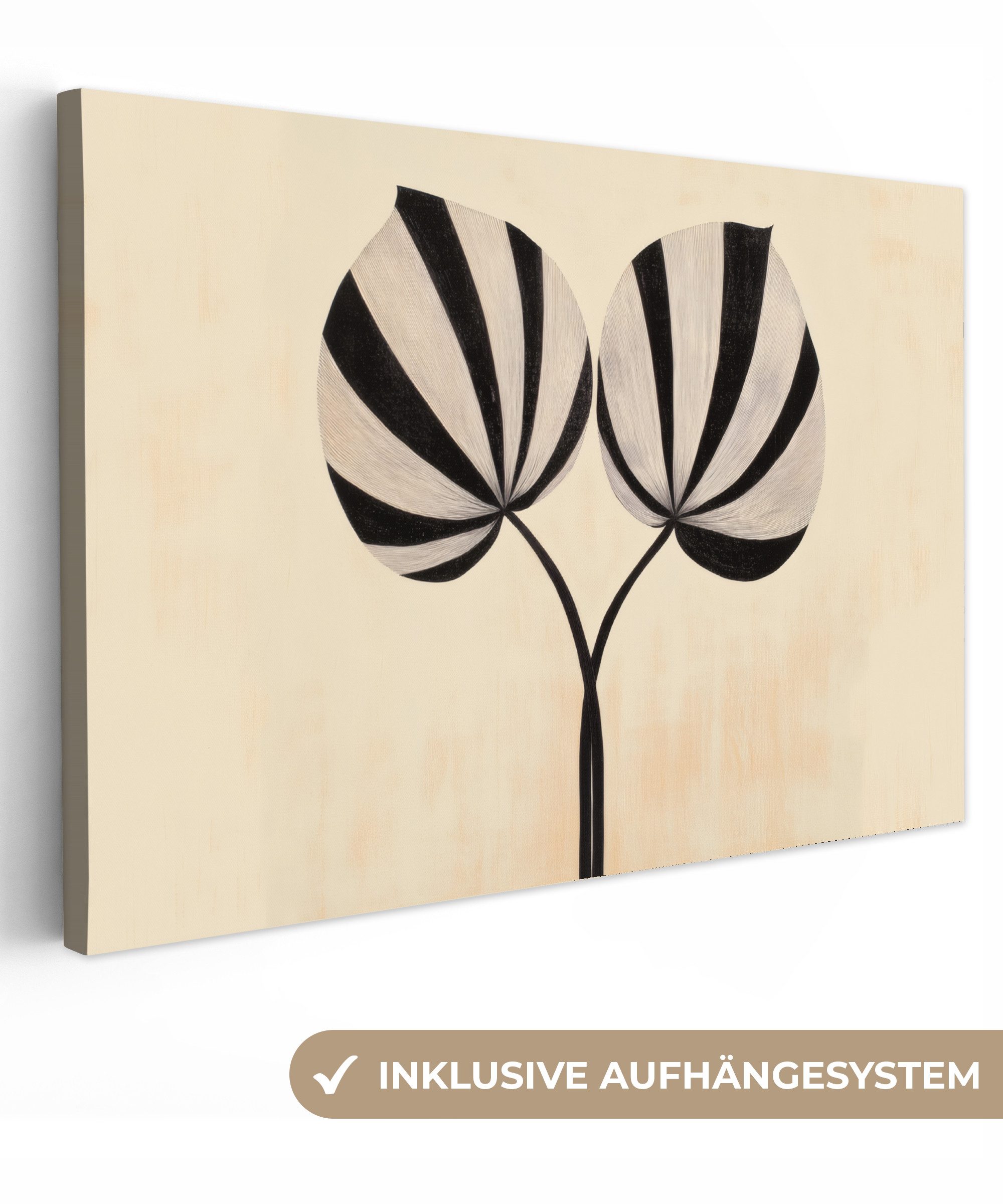 OneMillionCanvasses® Leinwandbild Blätter - Gestreift - günstig online kaufen