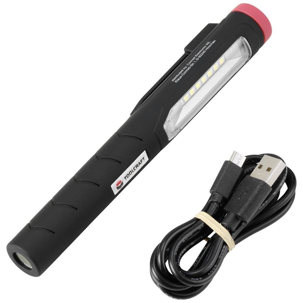 Verschiedene LED oder Leuchtmoden Taschenlampe Magnetbefestigung, LED TOOLCRAFT Stablicht, Inspektionslampe wiederaufladbar, Punkt-
