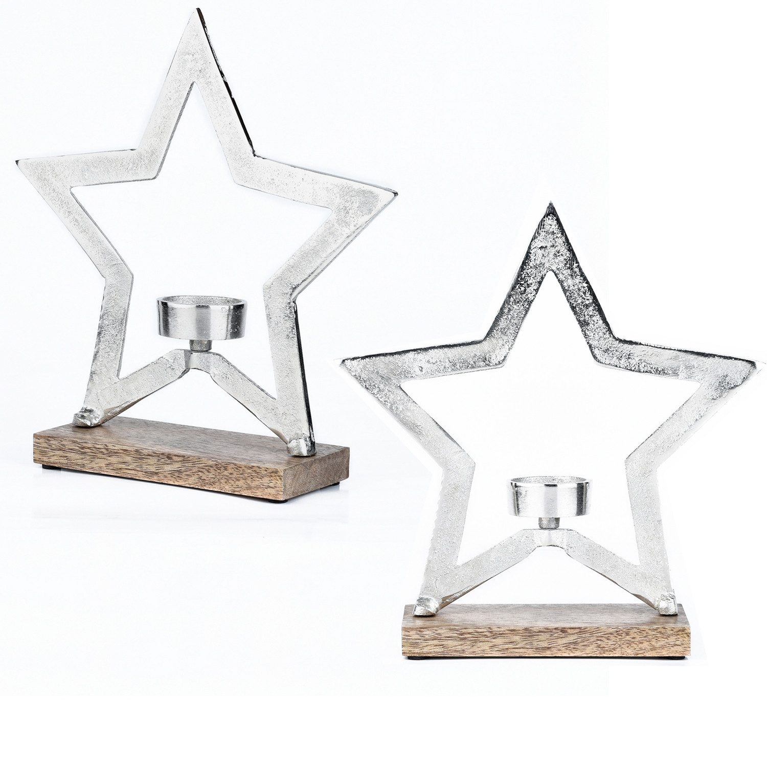 Marrakesch Orient & Mediterran Interior Dekoobjekt 2er Set Stern Dekoaufsteller Dekoobjekt Silber Star 1 (2 St), Handarbeit