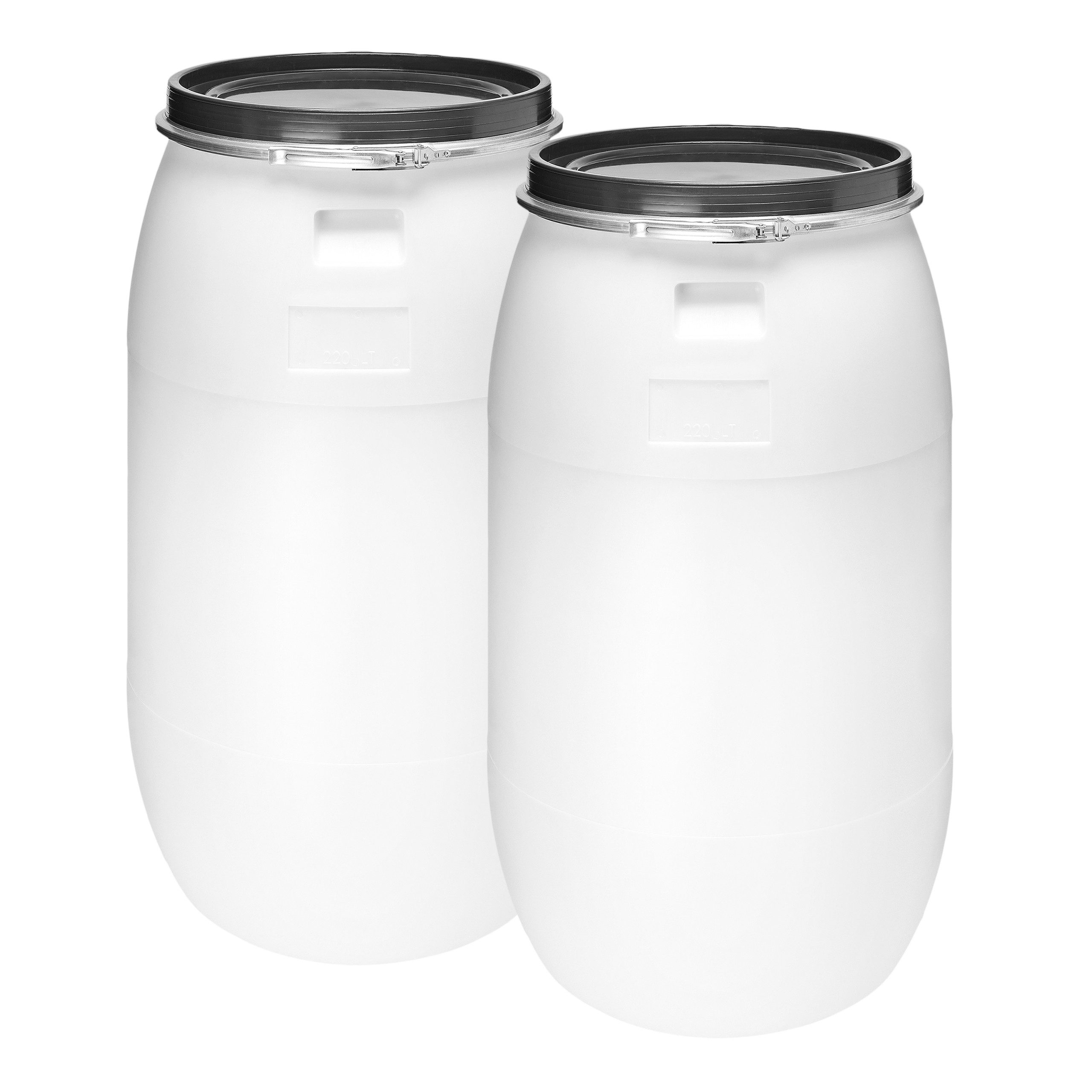 Garronda Regentonne Set 2x 220 Liter Weithalsfass mit Deckel HDPE Wasserbehälter GD-0124, 220 l, (2-tlg), BPA-Frei