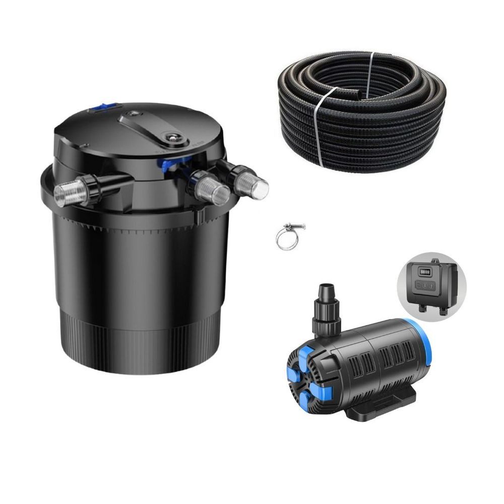 VIVOHOME Biologischer Teichfilter CPU-5000 – Bis 8000 L/h, Mit UV-Lampe & Timer, Für Teiche Bis 2113 Gallonen