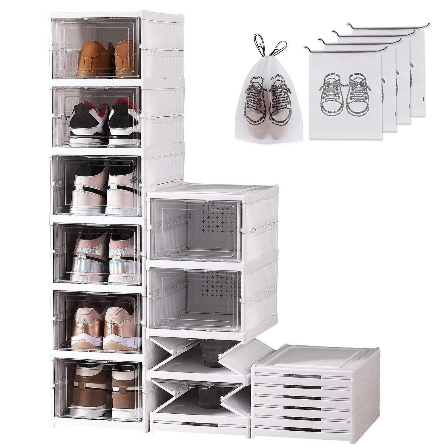 LuxusKollektion Schuhbox Schuhboxen Transparent Faltbar Stapelbar bis Gr. 46 (6 St)