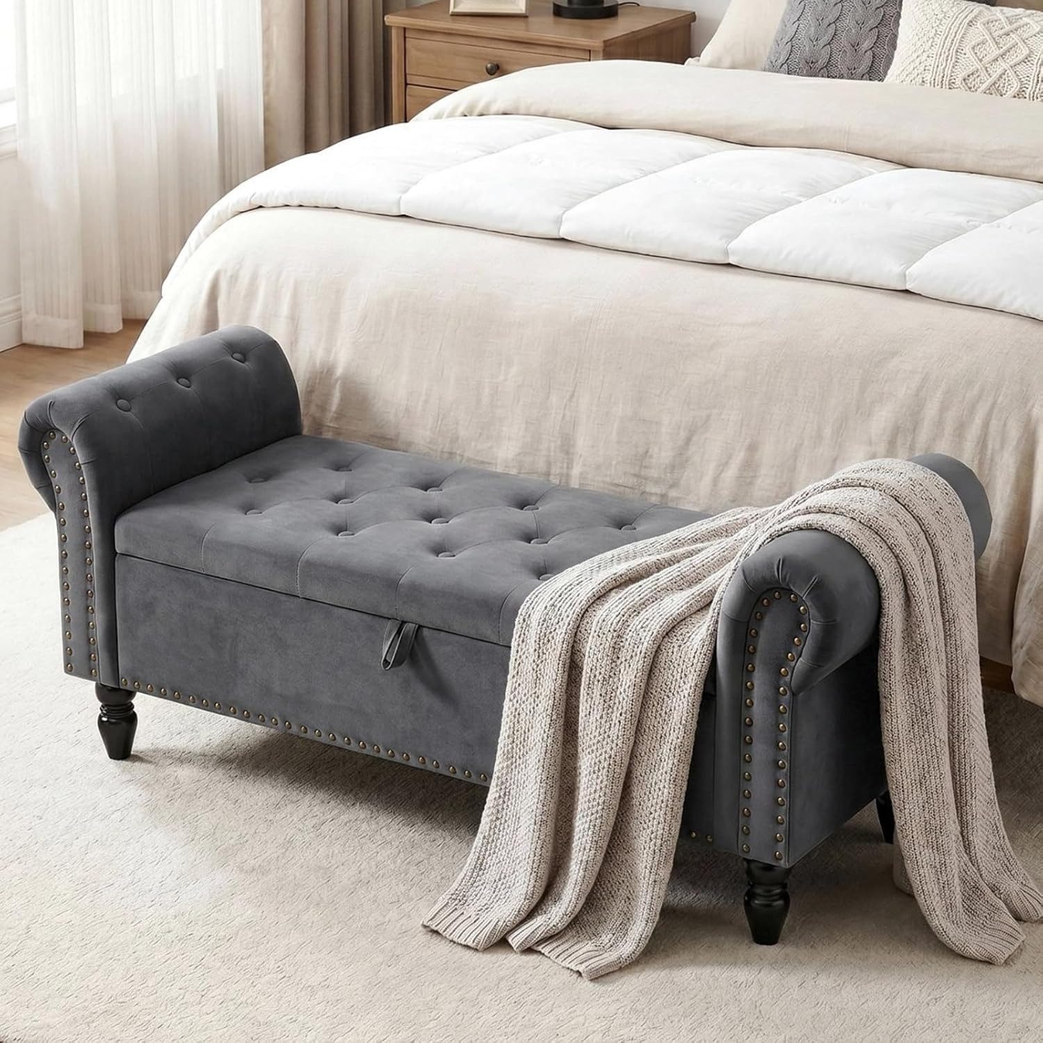 TLGREEN Bettbank Doppelter Hocker mit Stauraum, (Samt,Eleganz und Komfort mit Stauraum), Multifunktionsbank für Wohnzimmer,Schlafzimmer