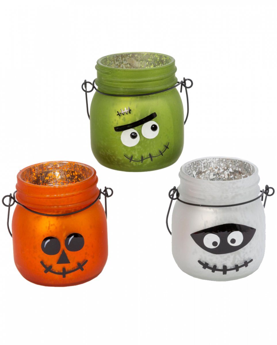 Dekoobjekt Quecksilberglas Halloween Laternen Monster, Kürbis