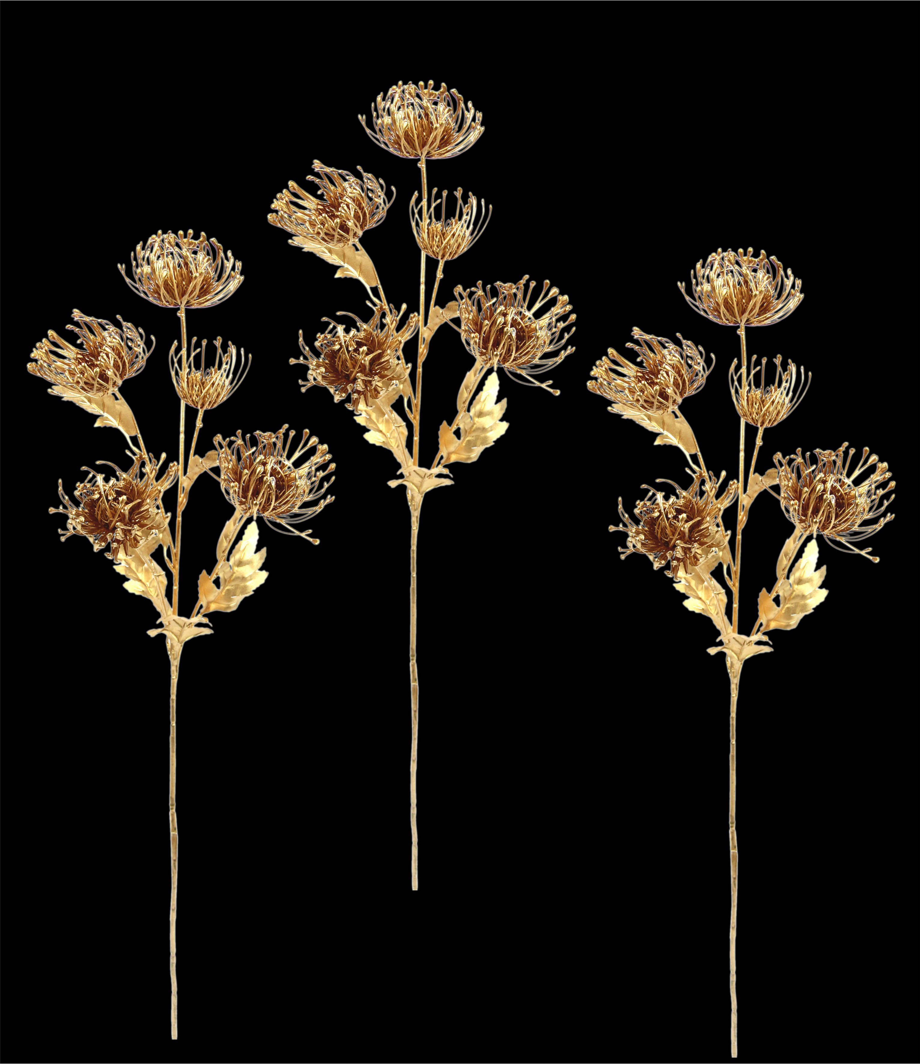 Kunstblume Protea, I.GE.A., Höhe 75 3er metallic cm, Kunstzweig, Set