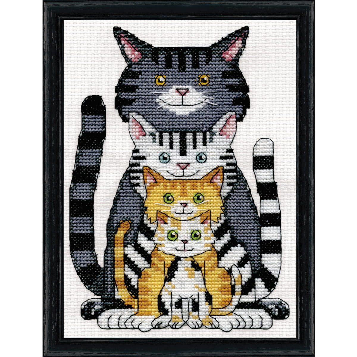 Design Works Crafts Kreativset Design Works Kreuzstich Stickpackung "Katzenfamilie", Zählmuster, (embroidery kit by Marussia)