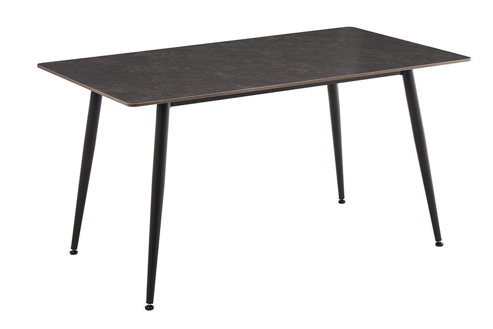 riess-ambiente Esstisch MILANO 140cm grau/schwarz – Keramik, Metallgestell, Steinoptik (Einzelartikel, 1-St), moderner Küchentisch mit 6 Plätzen – ideal für Küche oder Essbereich