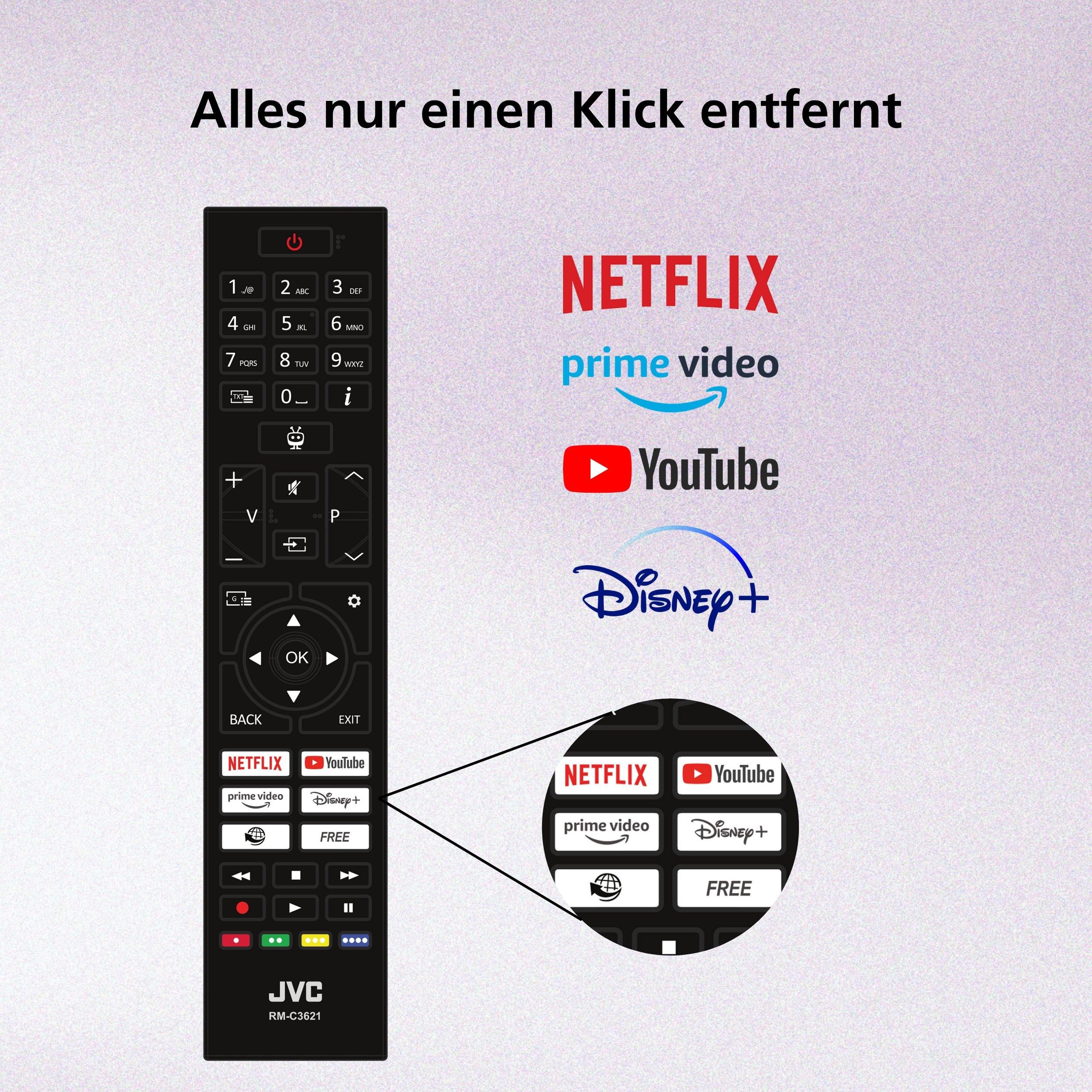 JVC LT-40VF3655 LCD-LED Fernseher (100 cm/40 Zoll, Full HD, Smart TV powered by TiVo, Smart TV powered by TiVo, HDR, Triple-Tuner)