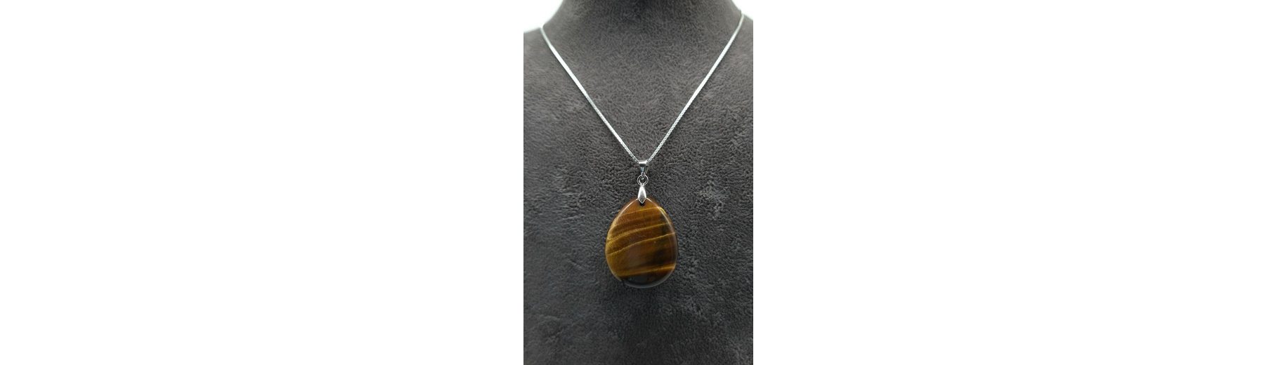 Gold Edelstahl Achat Halskette - Schwarzer Stein Oval Anhänger 20 Zoll Für Frauen