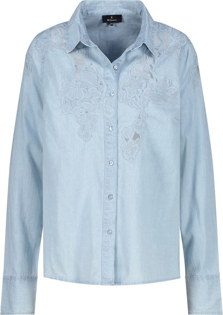 Blusenshirt Bluse mit Spitze jeans