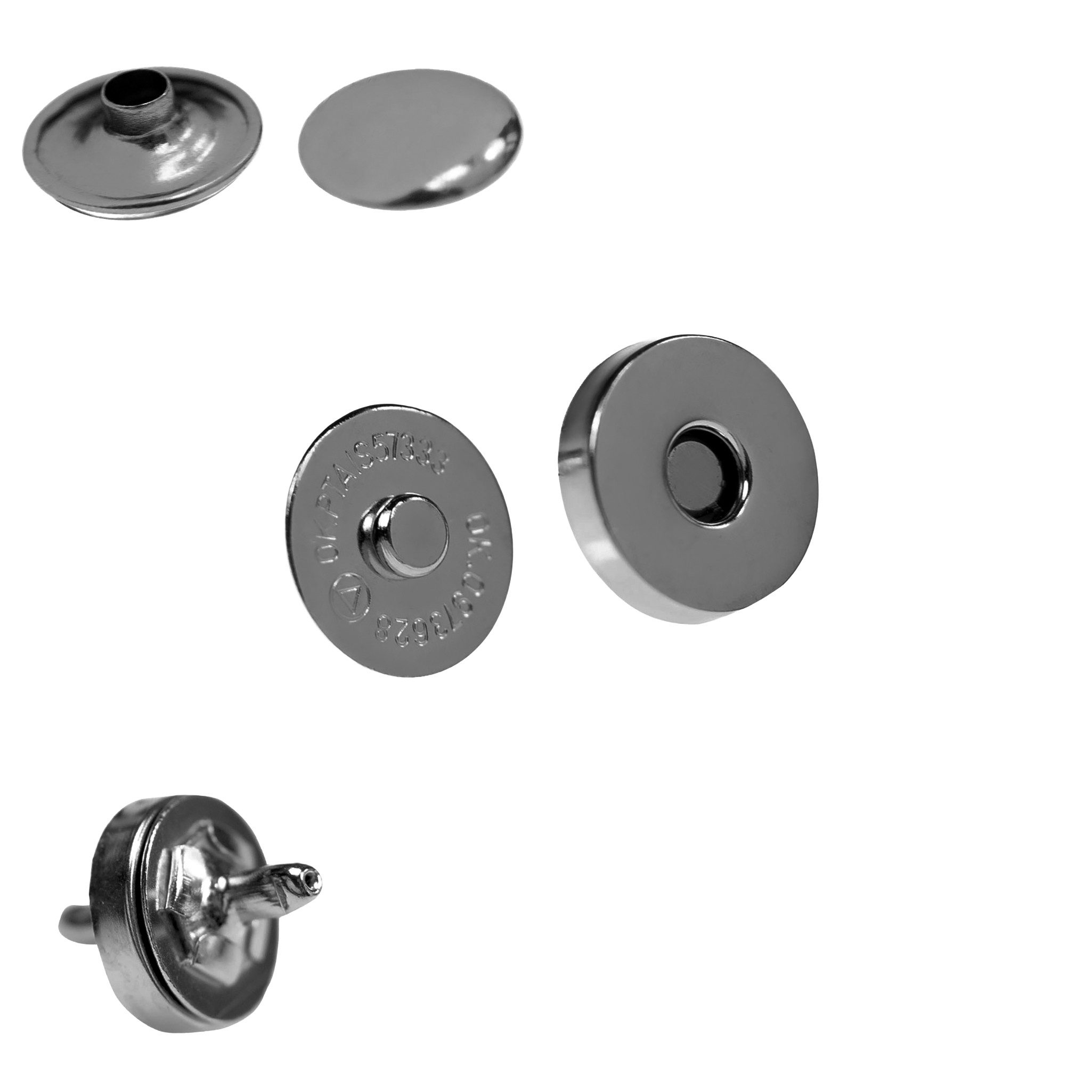 maDDma 10 Magnet-Verschlüsse mit Nieten, Verschluss rund, Größen Farbwahl Gurtstecker (10 er Paket, 10-tlg), 14mm