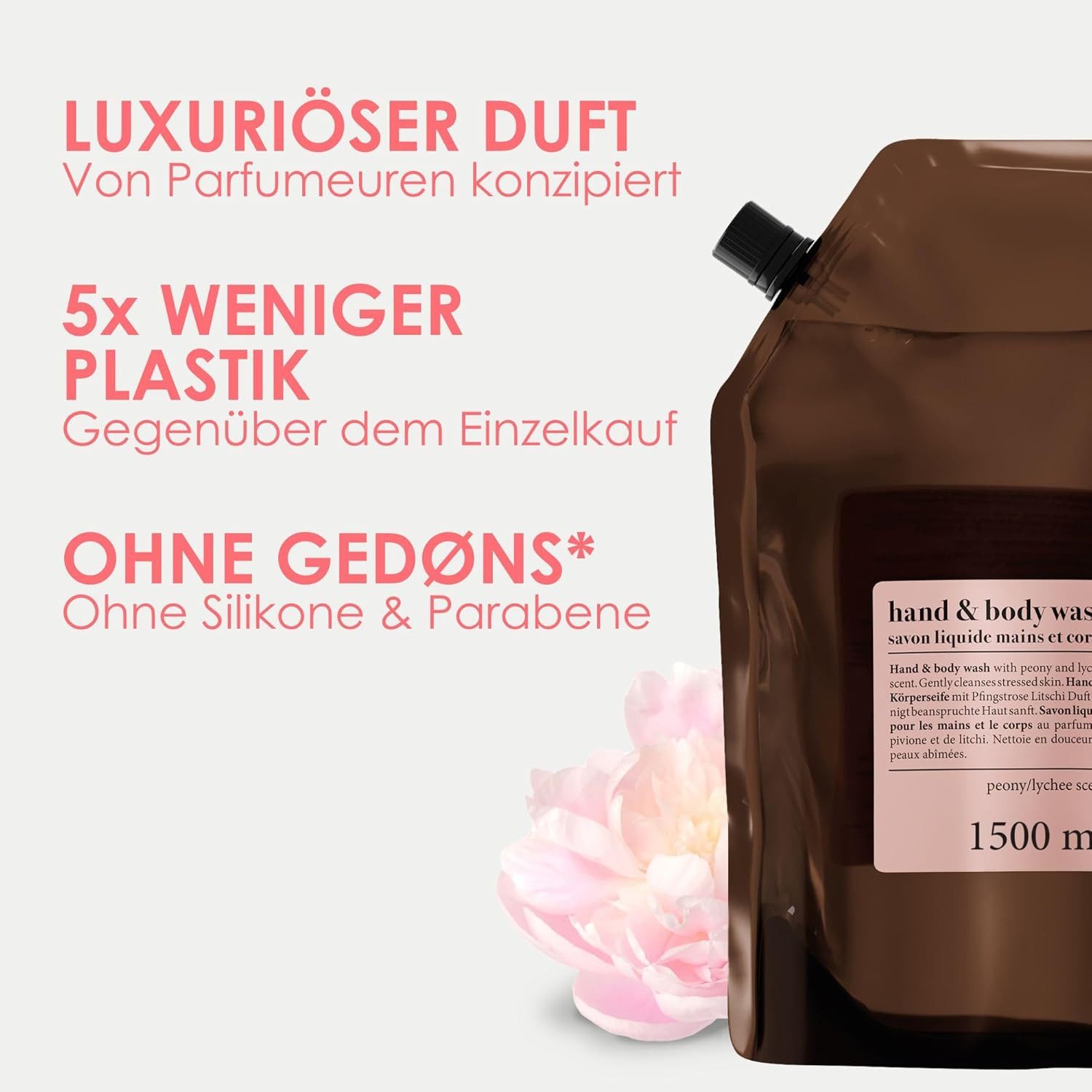 Jean & Len ohne Gedons* Handseife Jean & Len Hand & Body Wash Pfingstrose & Litschi 1,5, 1-tlg.