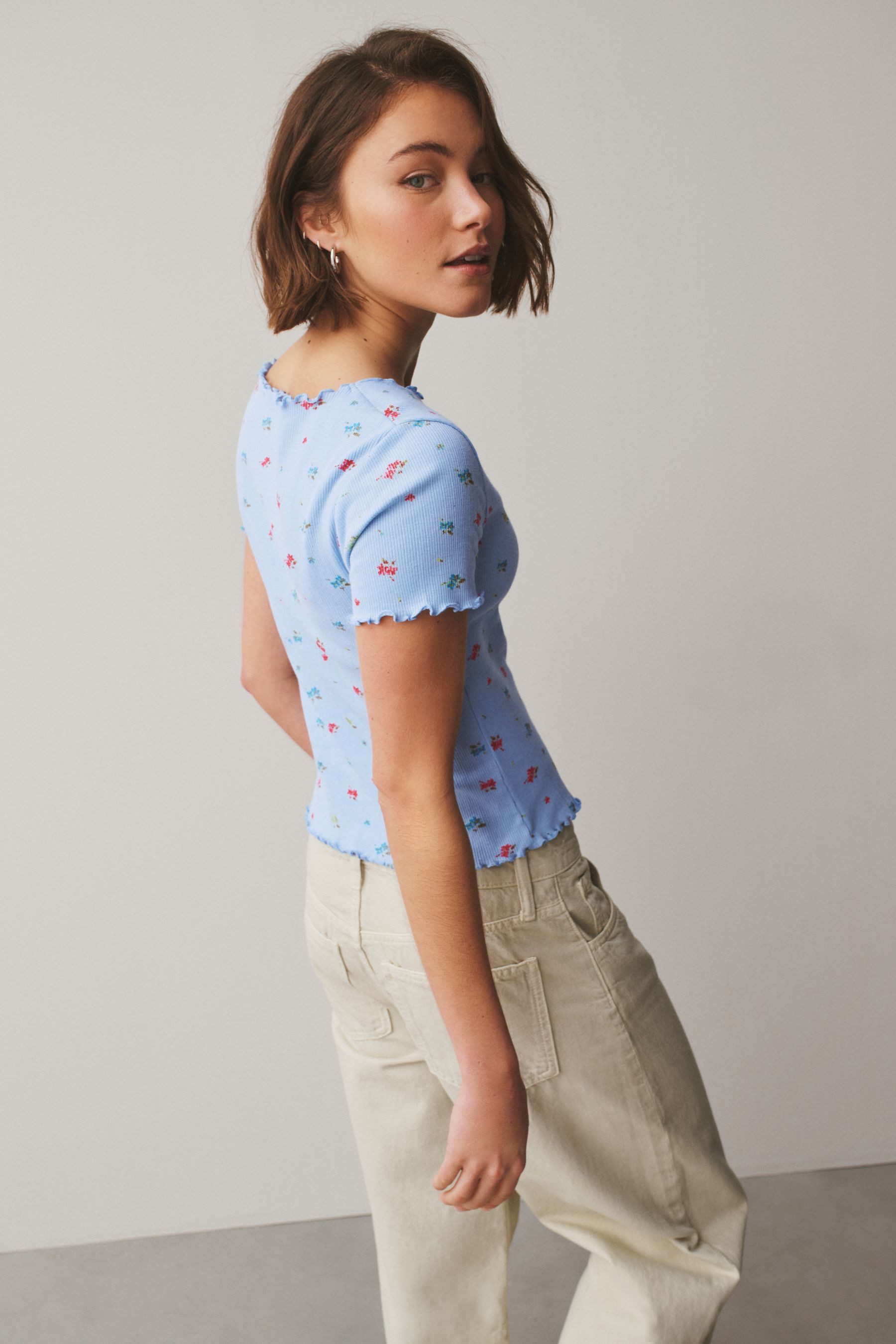 Next T-Shirt Kurzärmliges Pointelle- T-Shirt (1-tlg) günstig online kaufen