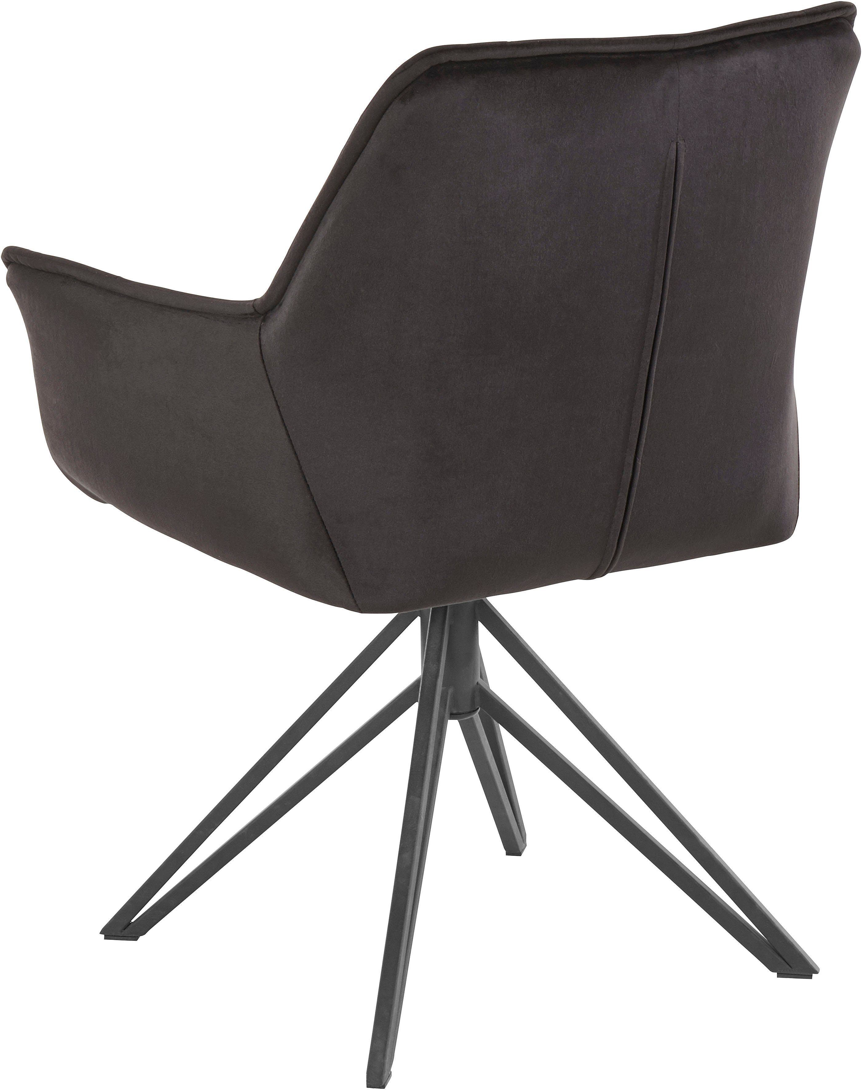 aus Sitz schwarzes 48 cm in Esszimmerstuhl Gestell Sitzhöhe (2 Veloursstoff, St), mit Kilden andas Metall,