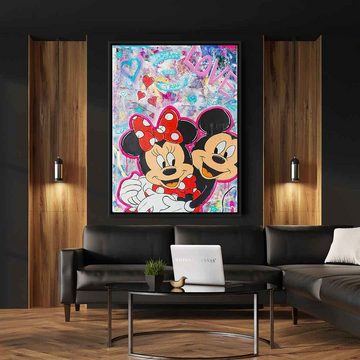 DOTCOMCANVAS® Leinwandbild M Love, Leinwandbild Micky Maus Minnie Mouse Comic Pop Art Love