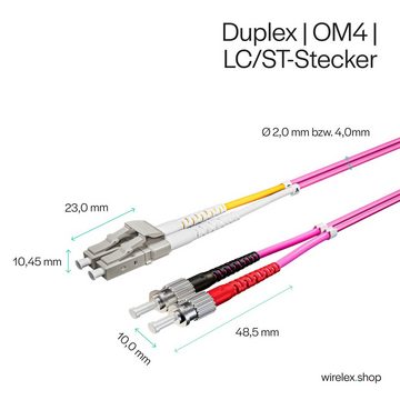 Kabelbude.eu Duplex Patchkabel LC/ST 50/125µ, OM4 Glasfaserkabel, (100 cm)