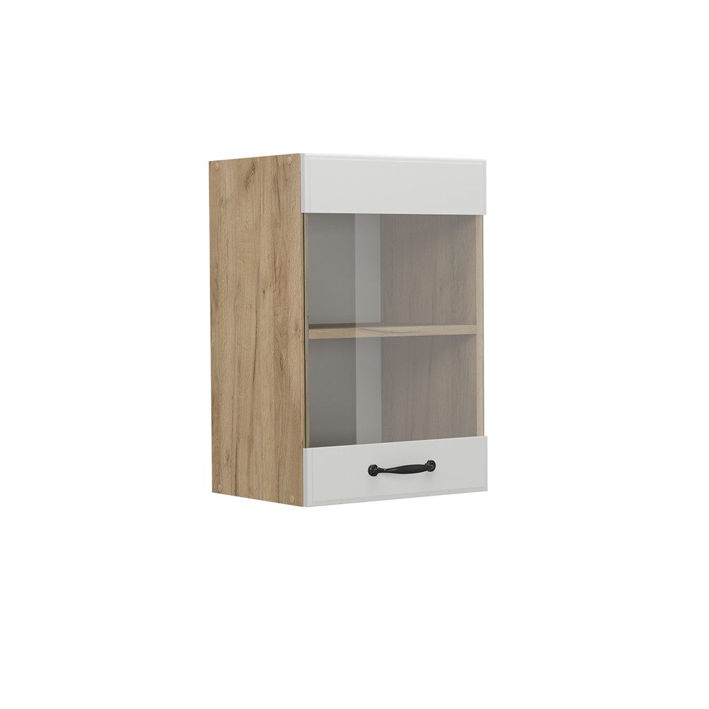 Vicco Glashängeschrank R-Line, Weiß Landhaus/Goldkraft Eiche, günstig online kaufen