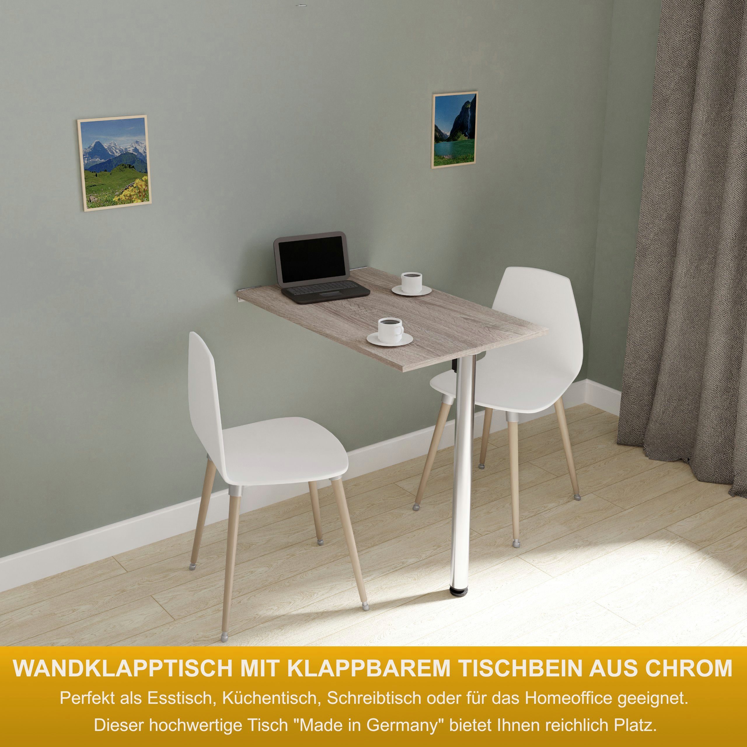 KDR Sonoma Eiche Wandklapptisch Küchentisch 80x50 Esstisch Tisch, Klapptisch Wand Produktgestaltung Schreibtisch