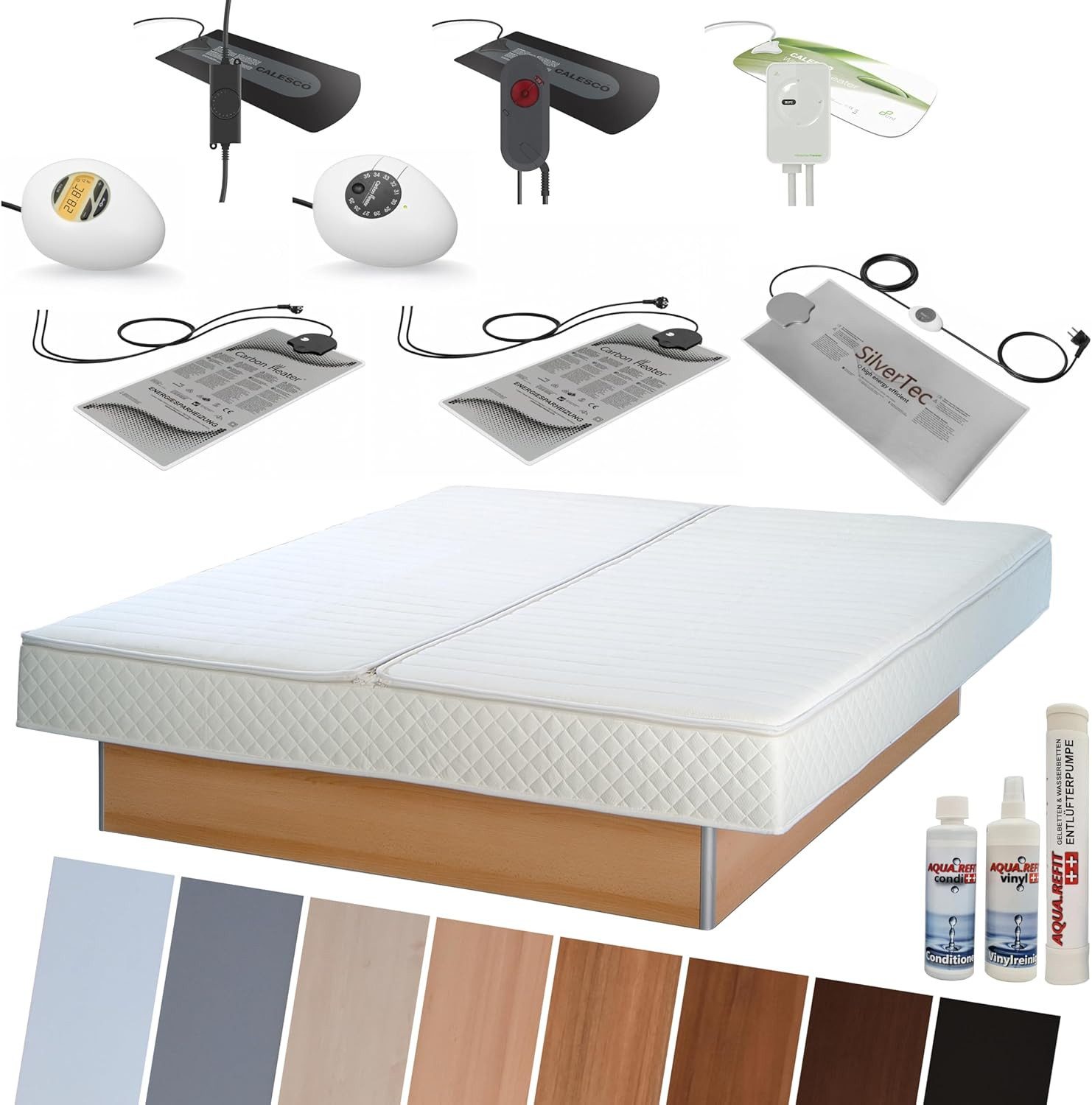 AQUA ROYAL, Wasserbett Komplett Softside MONO Calesco K-Box 90 Heizung Podest Einzelbett, mit Calesco Carbon Box90