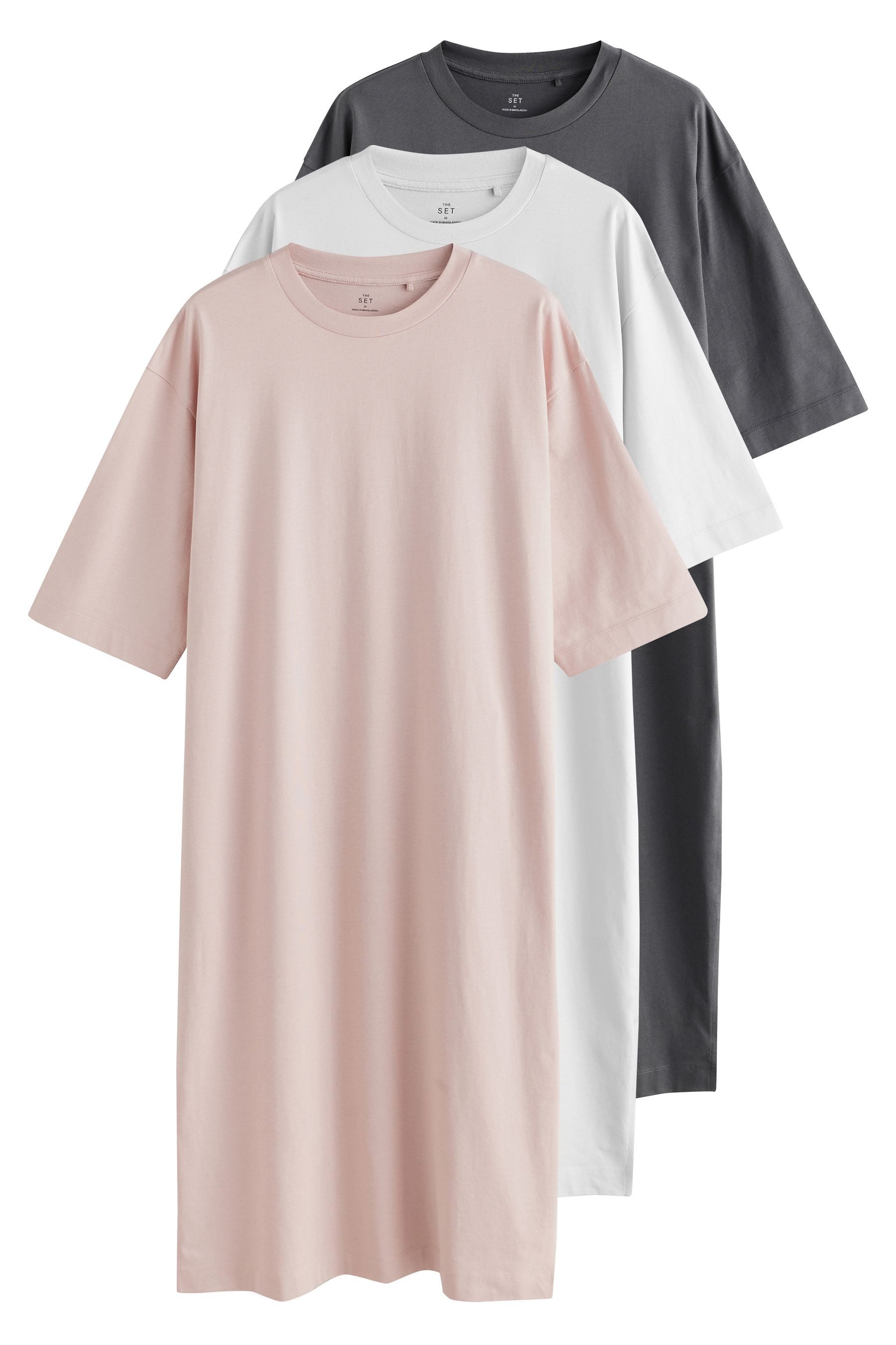 Shirtkleid The Set kurzärmelige T-Shirt-Kleider, 3er-Pack
