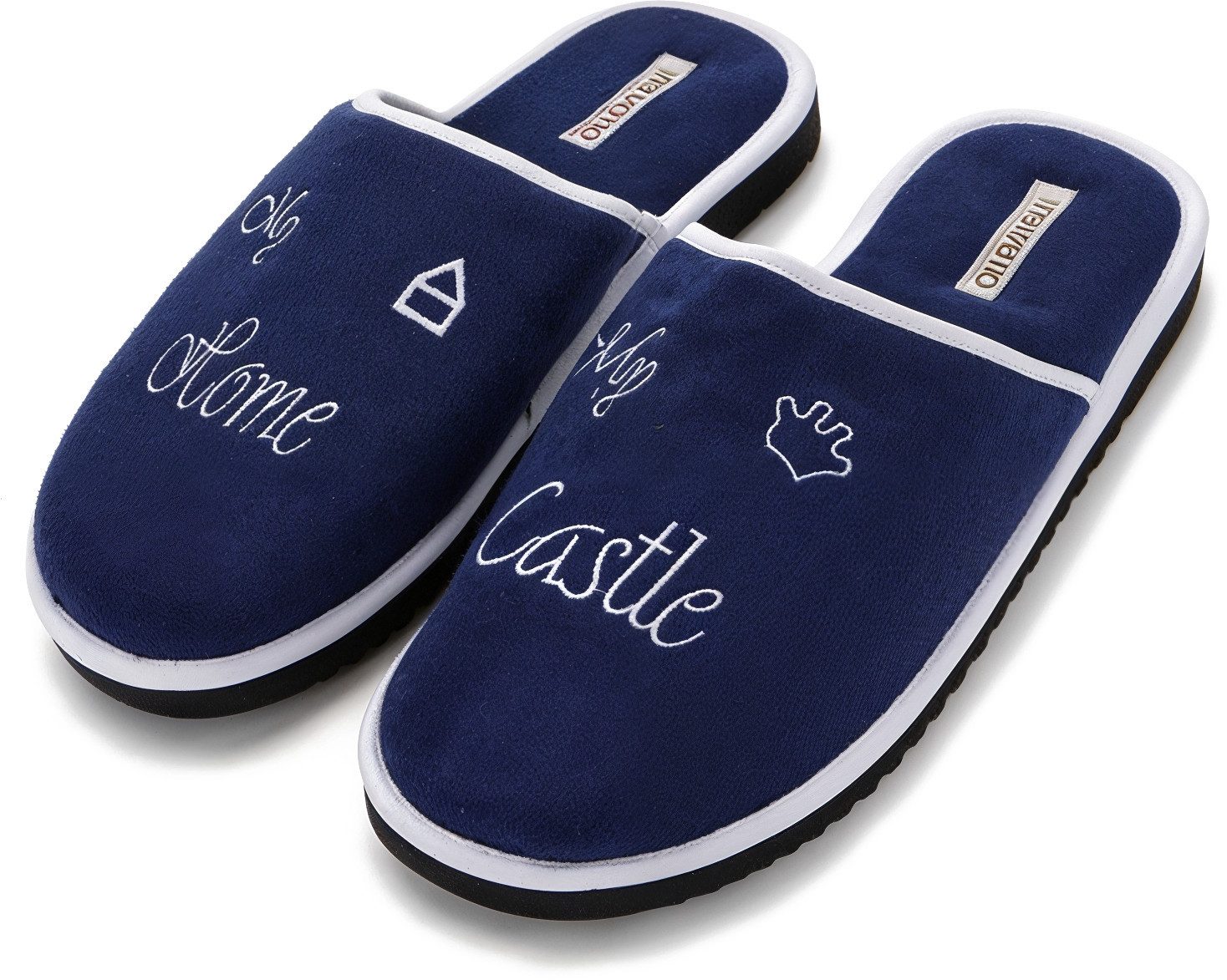 Nawemo Zimthausschuhe Nawemo "Home Castle", dunkelblau-weiß Hausschuh