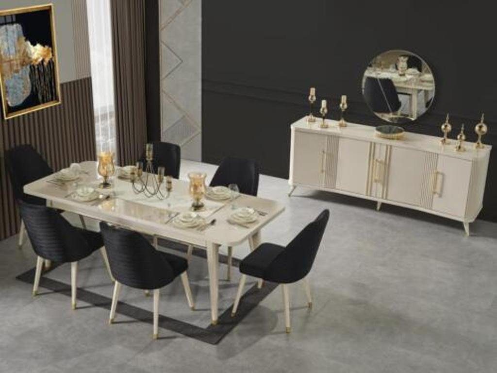 JVmoebel Essgruppe Esszimmer Set Ess Gruppe Holz Tisch Tische 7tlg Komplett Set, (7-tlg)