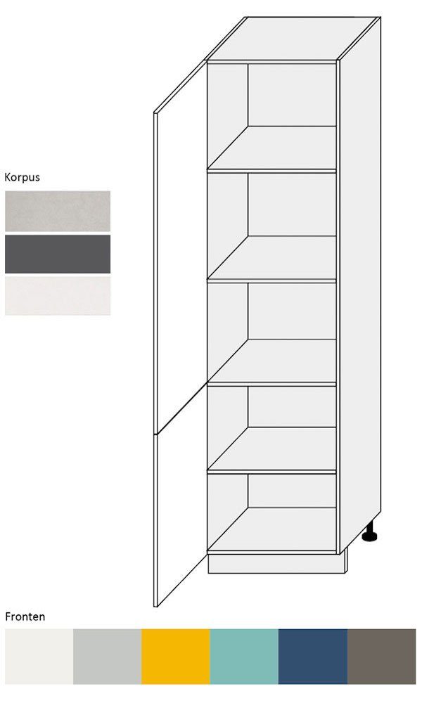 7035 Ausführung grifflos 2-türig Napoli Korpusfarbe & 60cm Backofenumbauschrank Front-, Feldmann-Wohnen lichtgrau RAL (Napoli) wählbar Hochglanz