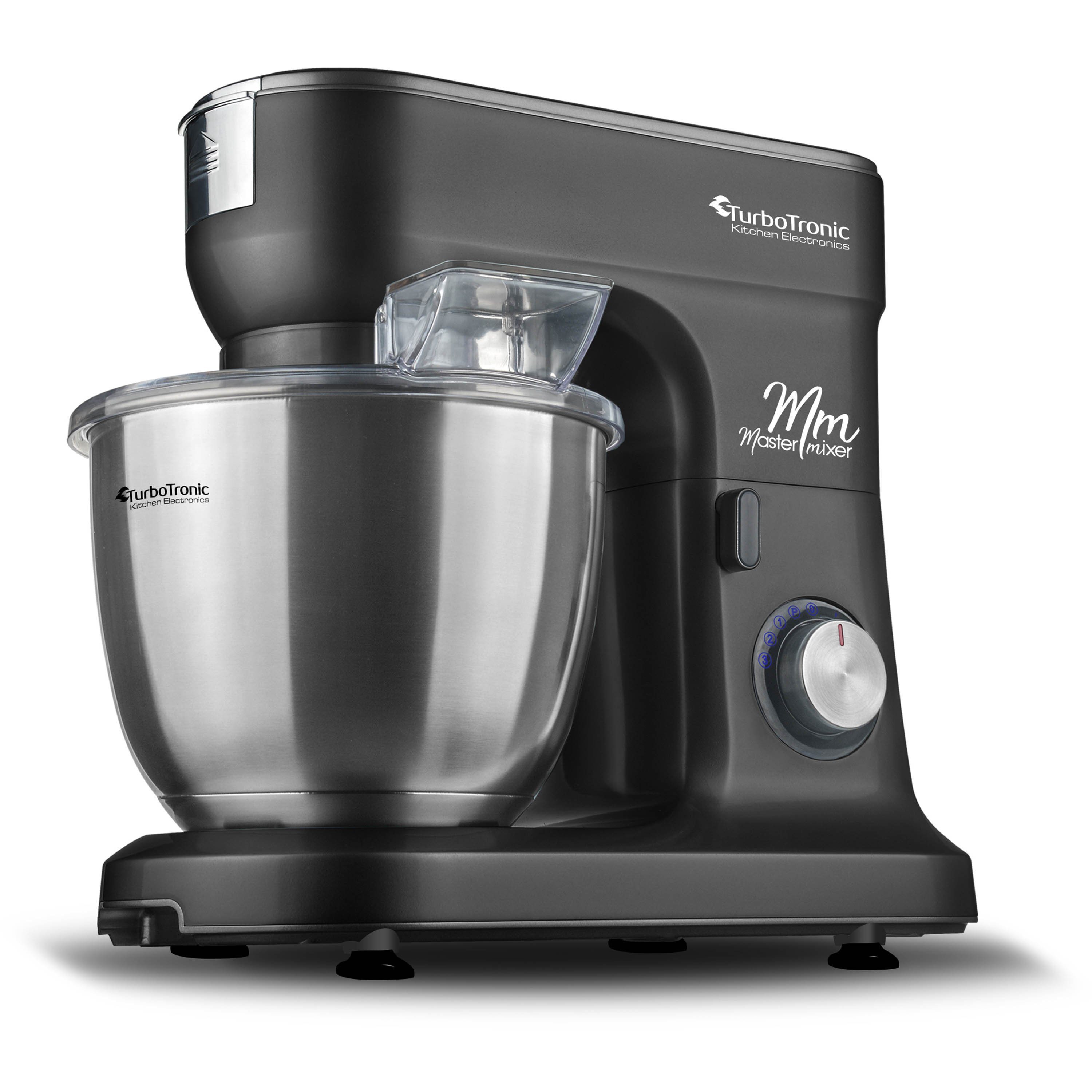 TurboTronic by Z-Line Küchenmaschine, 1200 W, 5 l Schüssel, Teigkneter, Küchenmixer, 1200W mit 6,5L Edelstahl-Rührschüssel