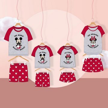 Disney Mickey Mouse Pyjama Herren Shorty Pyjama 2 Teiler Schlafanzug Nachtwäsche Mickey Mouse Rot
