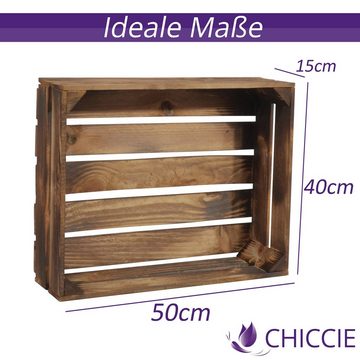 CHICCIE Holzkiste Holzregal Schmalhanz 50x40x15cm - Geflammt Holzkiste (1 St)