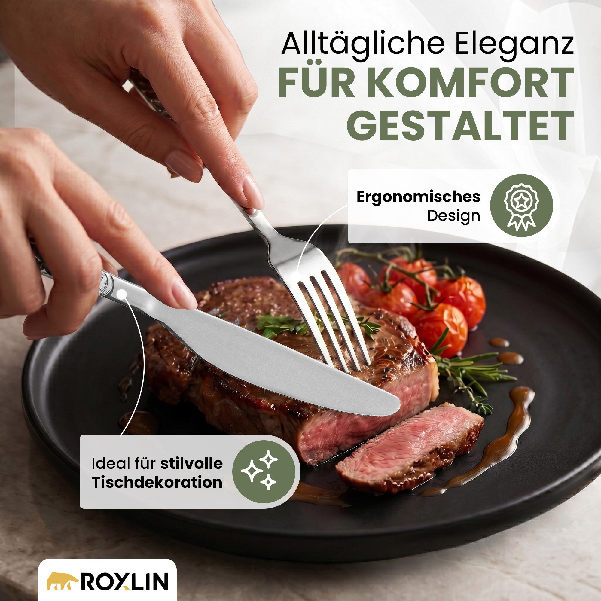 Roxlin Besteck-Set 30-teiliges Edelstahl-Besteckset modern & elegant 4 Farbe, 6 Personen, Edelstahl – Bild 5 von 5