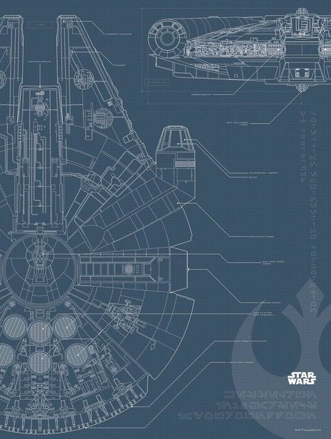 Komar Poster »Star Wars Blueprint Falcon«, Star Wars-Otto