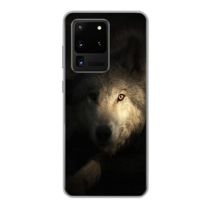 MuchoWow Handyhülle Porträt eines arktischen Wolfs Phone Case Handyhülle Samsung Galaxy S20 Ultra Silikon Schutzhülle