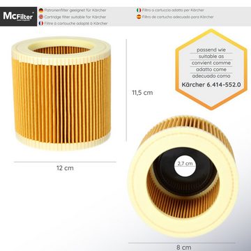 McFilter Staubsaugerbeutel (10 Stück) + 1 Filter, passend für Kärcher A2054 A 2054 ME, 11 St., Hohe Reißfestigkeit, Formstabile Deckscheibe, 2-lagig