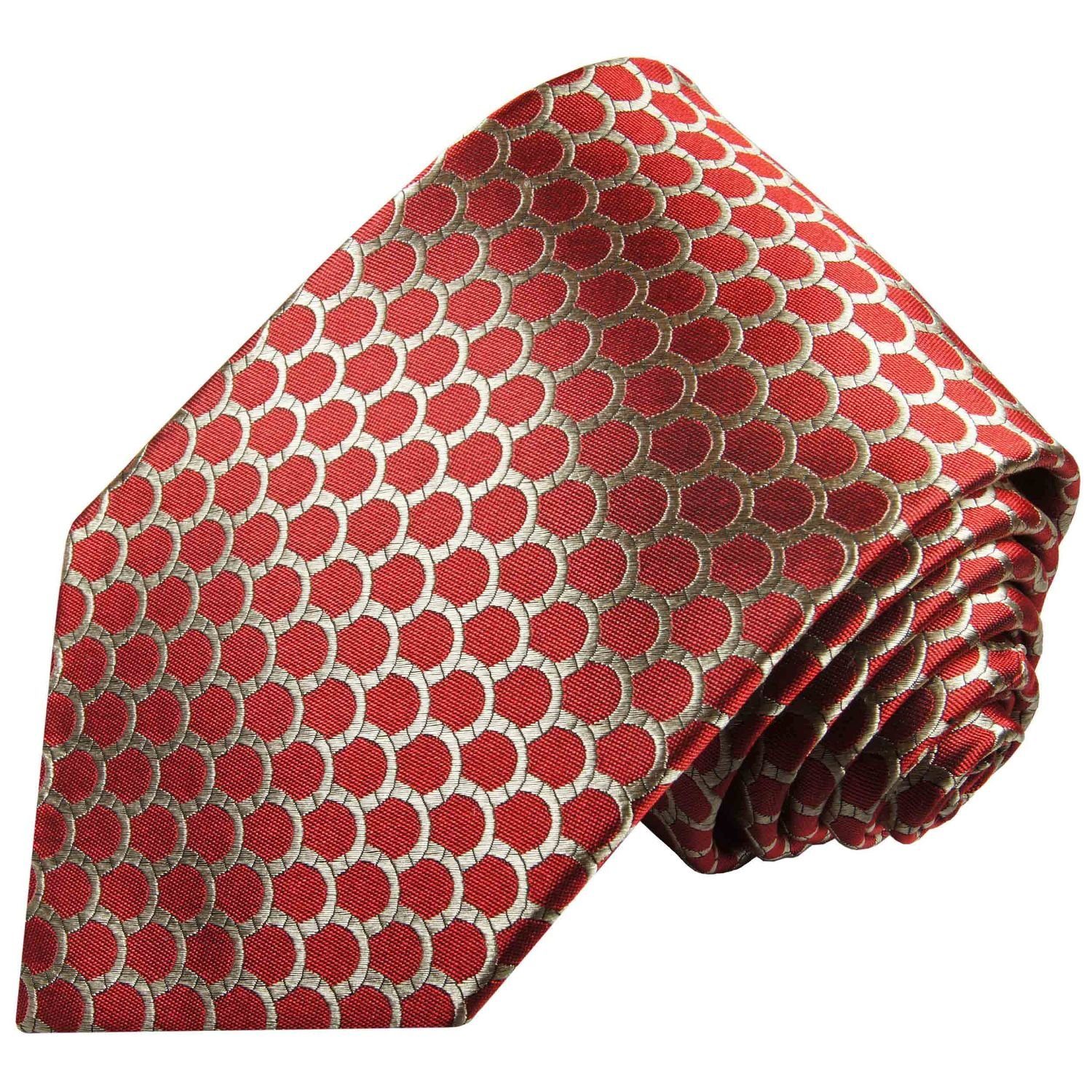 Designer (6cm), modern 300 Krawatte Malone Seide rot 100% gepunktet Schmal Schlips Paul Seidenkrawatte Herren