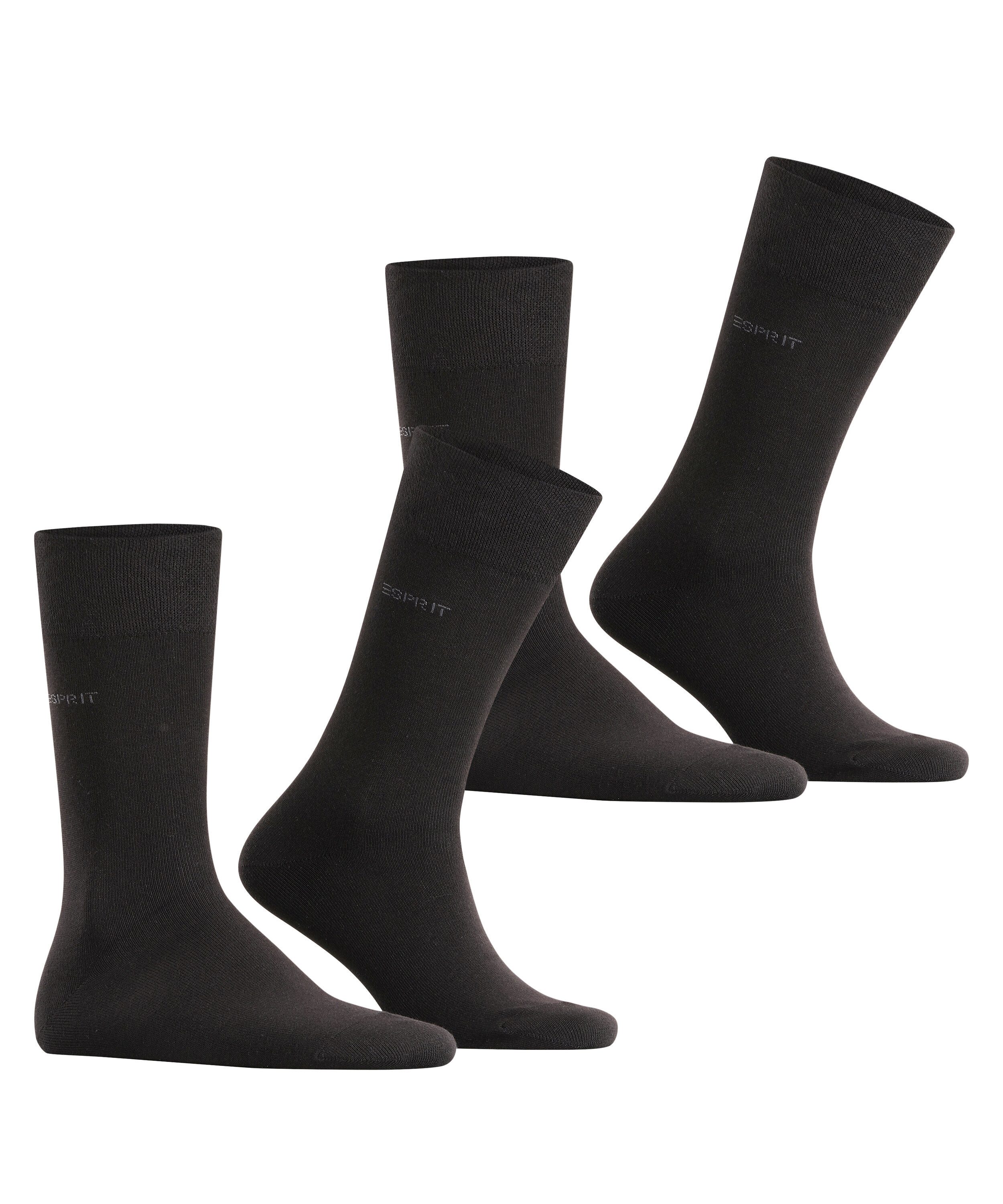 Esprit Socken Basic Easy (2-Paar, 2 Paar) druckfreier, breiter Komfortbund, atmungsaktiv, uni Socken