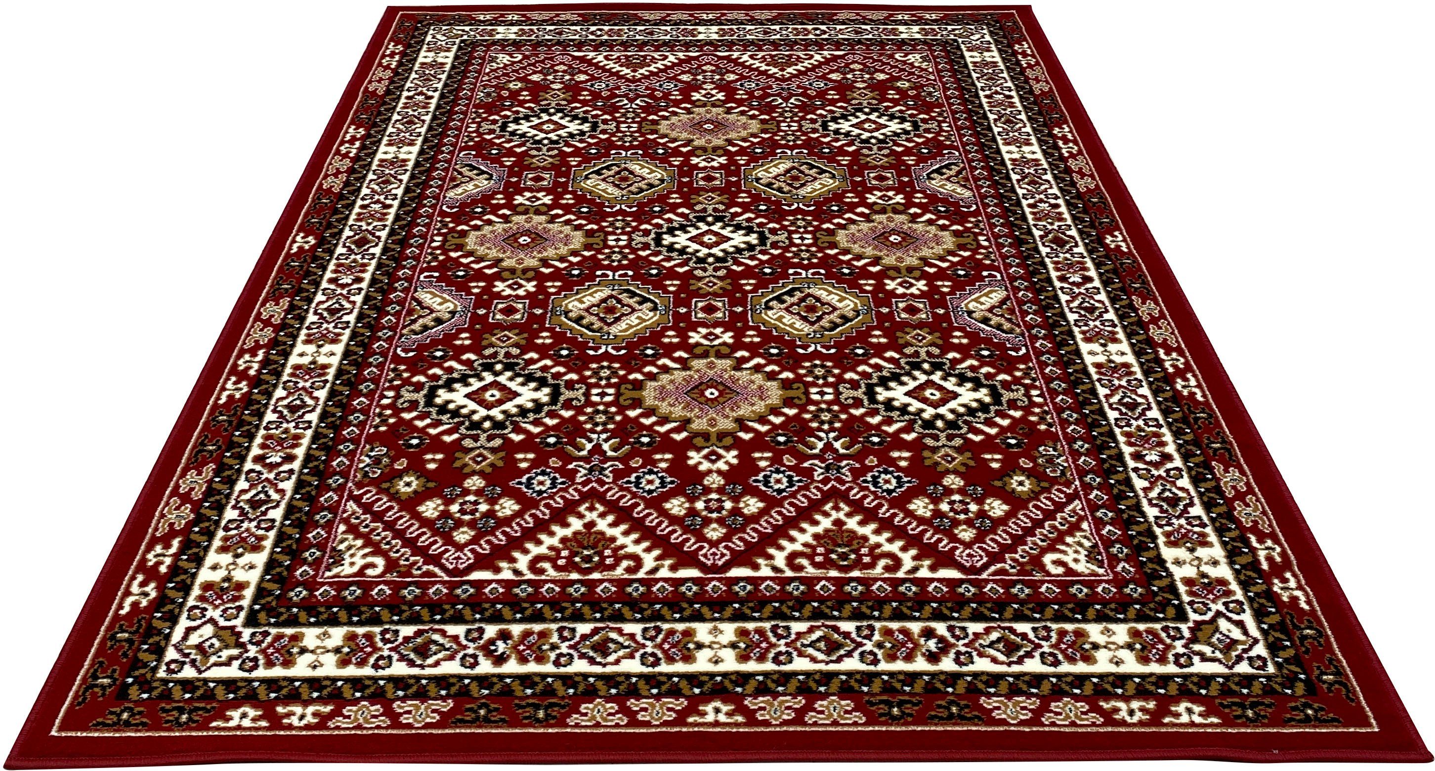 Teppich Diantha, my home, rechteckig, Höhe: 9 mm, Orient-Optik, mit Bordüre, Kurzflor, pflegeleicht, elegant, weich weinrot