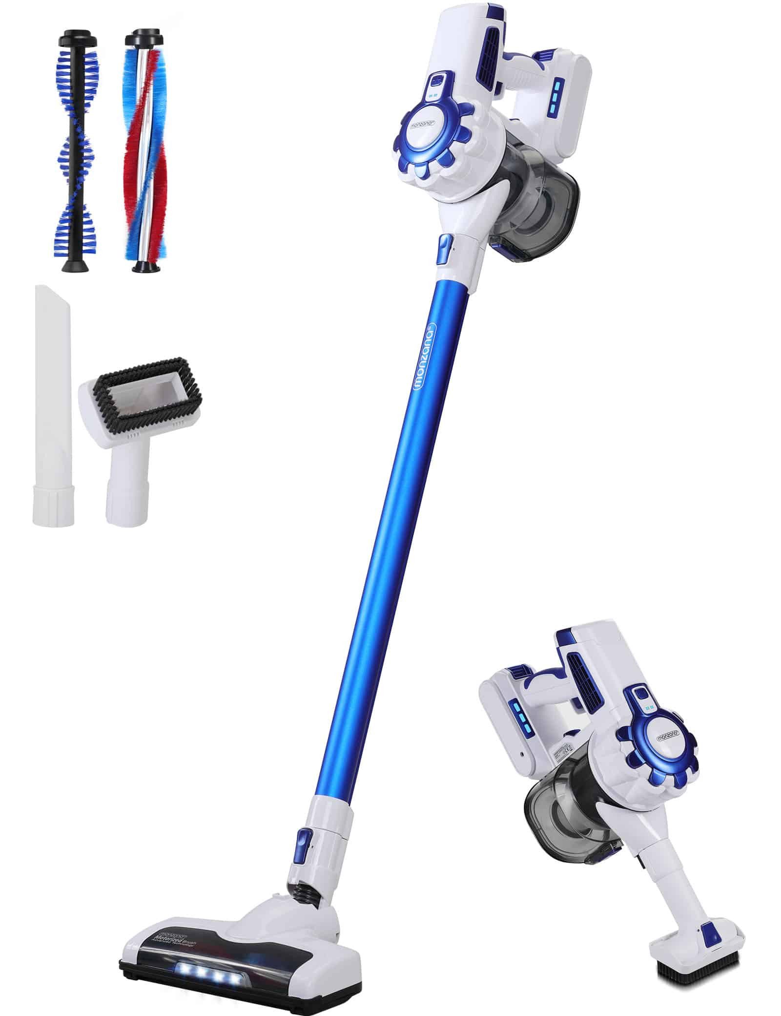 monzana Bodenstaubsauger, 120 W, ohne Beutel, Staubsauger Akku Beutellos 1,5L Behälter Teppich Tierhaare Hartböden