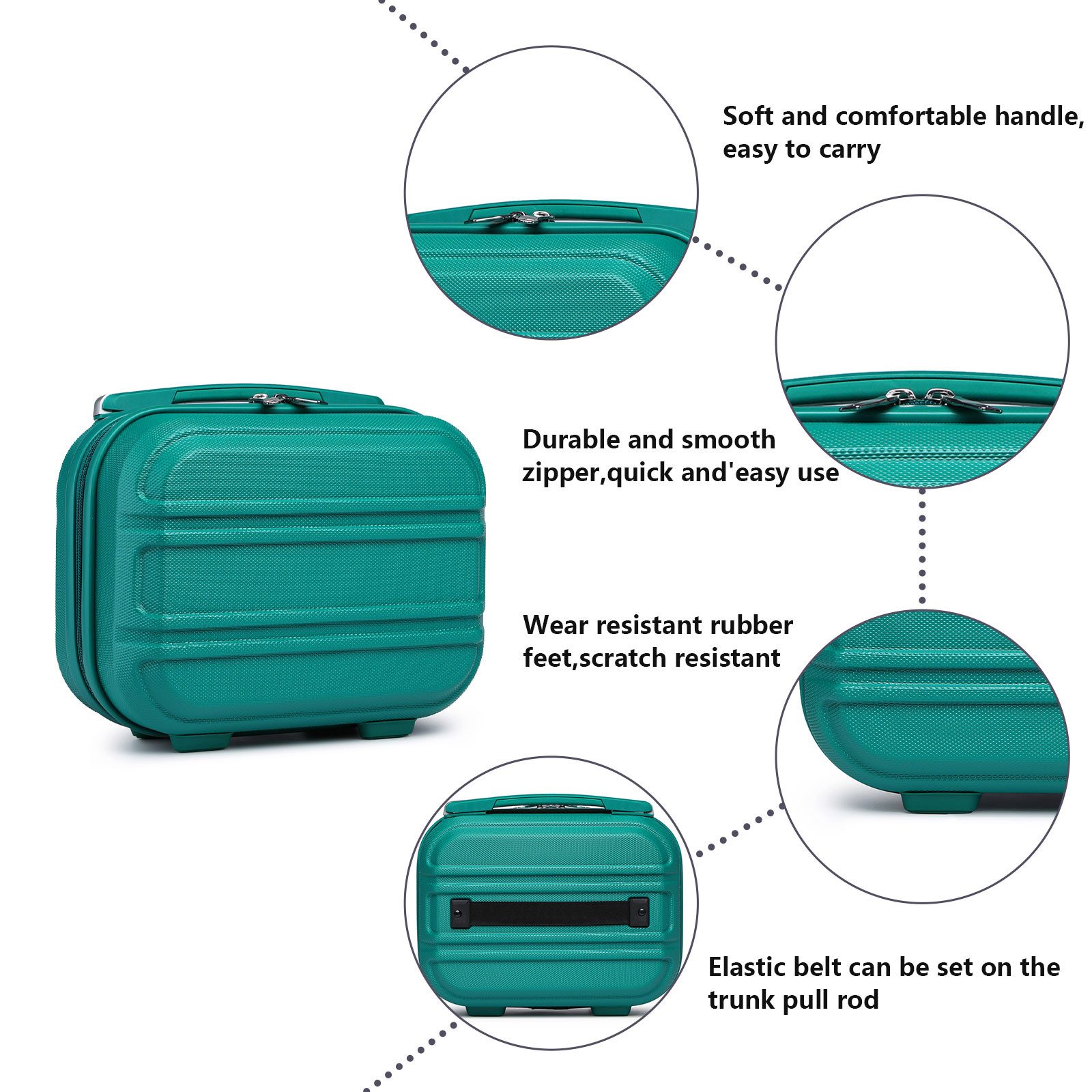 KONO Kofferset 4-teiliges Reiseset, ABS-Hartschalenkoffer (XL/L/M) + Kosmetikkoffer, (4 tlg) – Bild 4 von 5